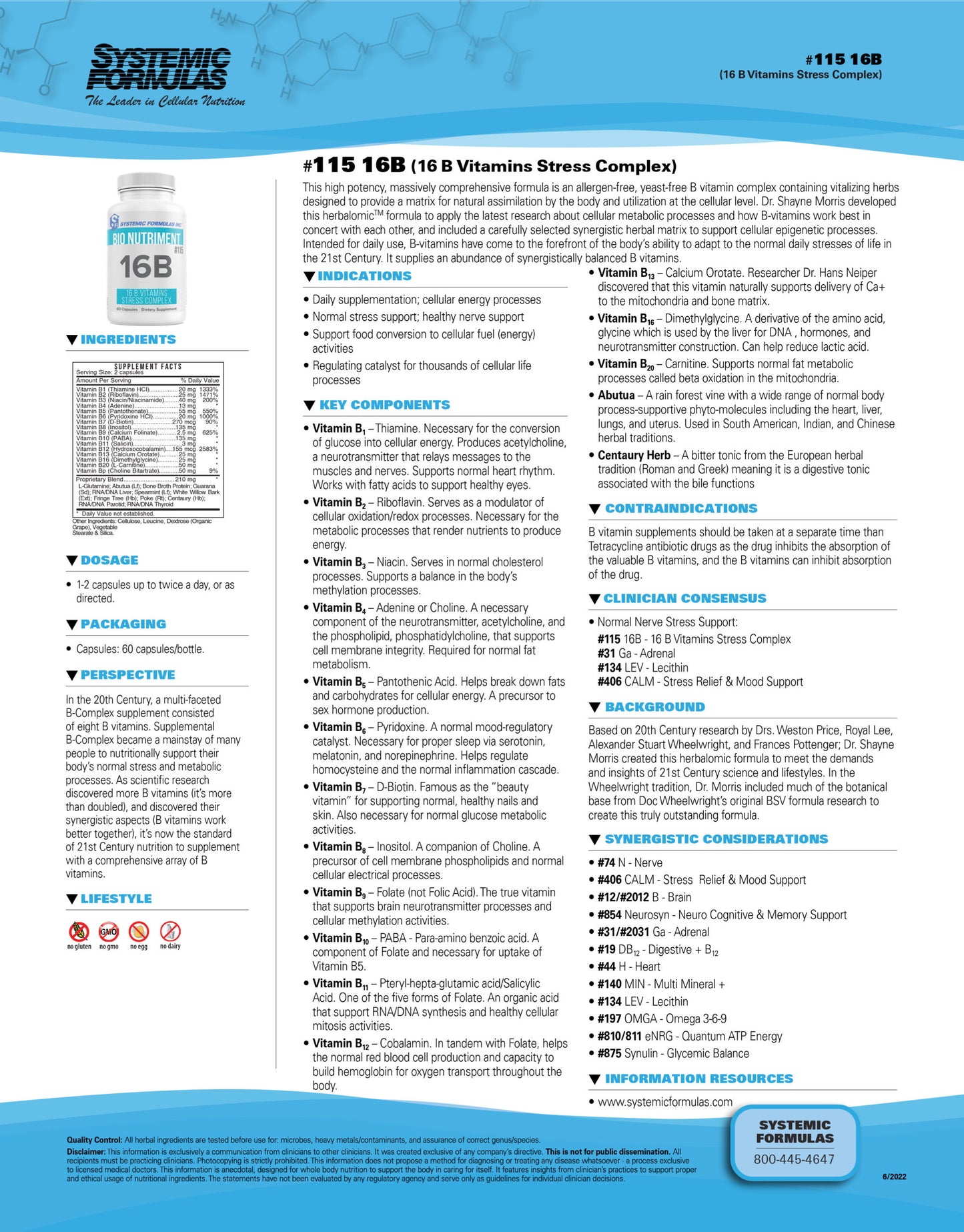 16B Vitamins Stress Complex Systemic Formulas