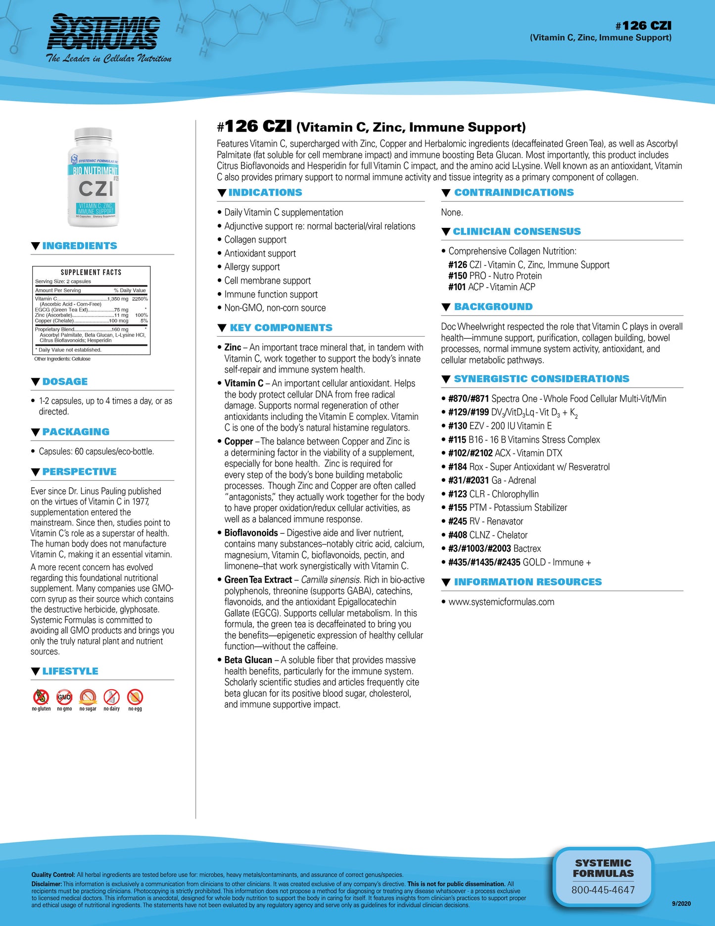 CZI Vitamin C Zinc Immune Support Systemic Formulas