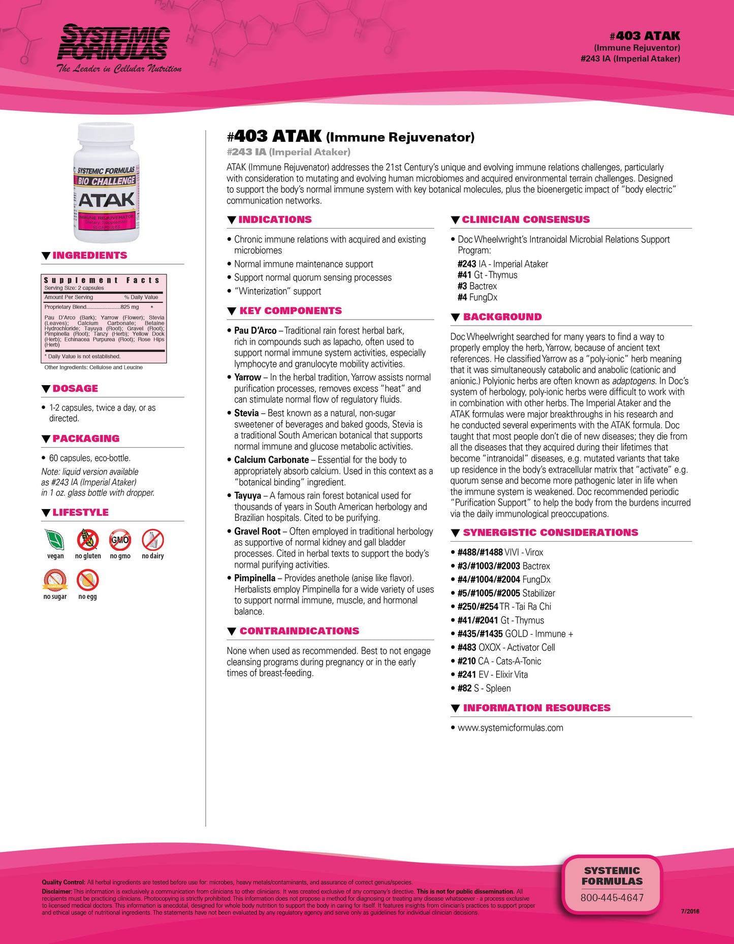 ATAK Immune Rejuvenator Systemic Formulas