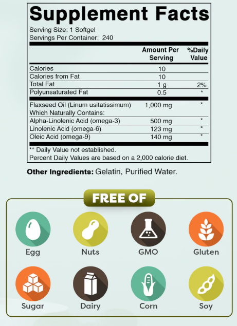 Flaxseed Oil Omega369 1000mg #240gels Best Naturals