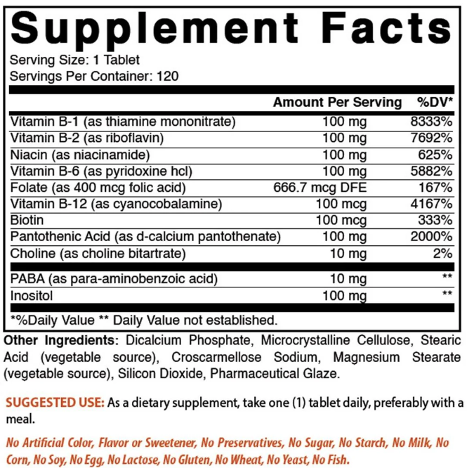 B100 Complex #120tabs Best Naturals
