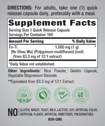 Foti 1000mg #180caps Piping Rock
