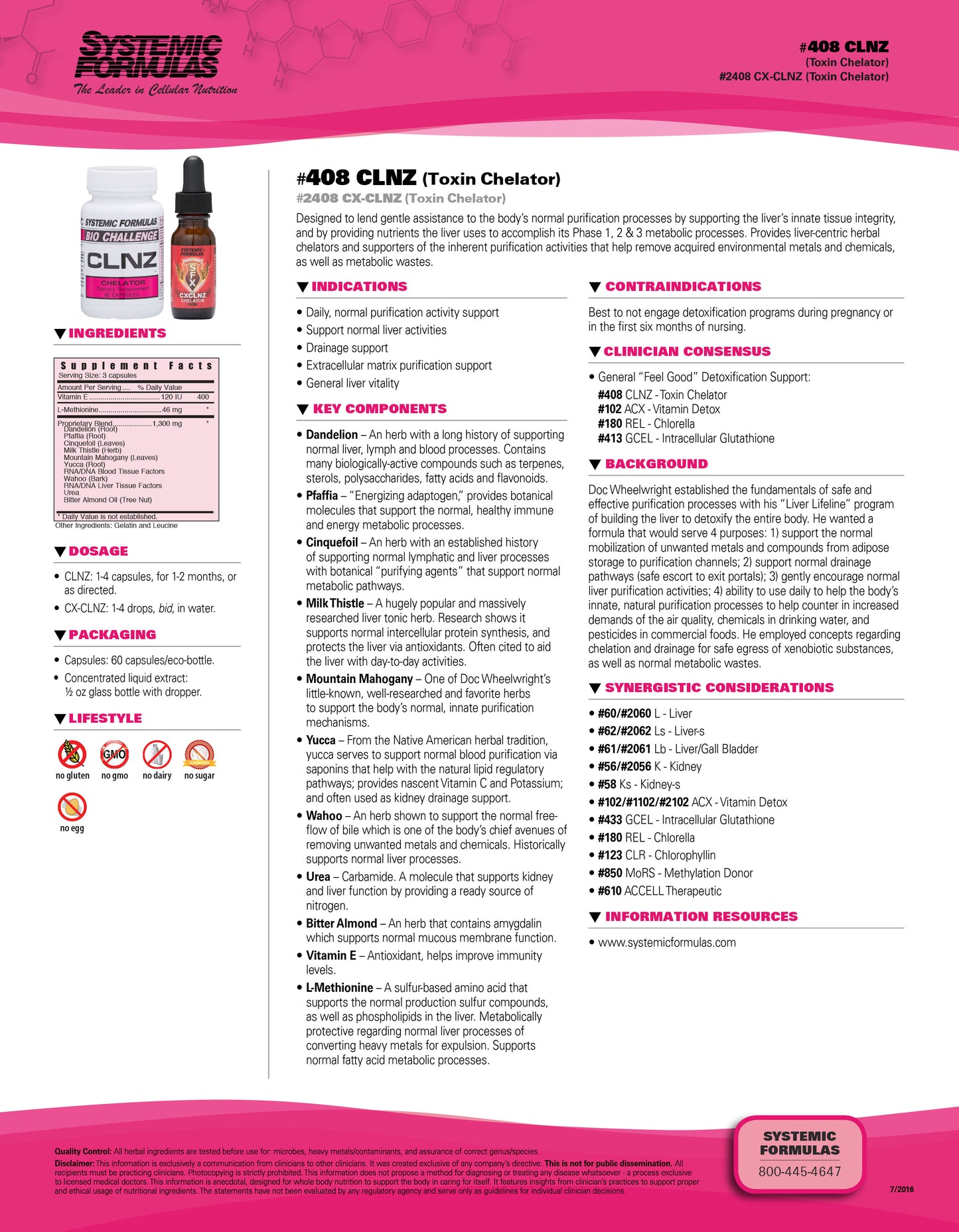 CLNZ Chelator Systemic Formulas