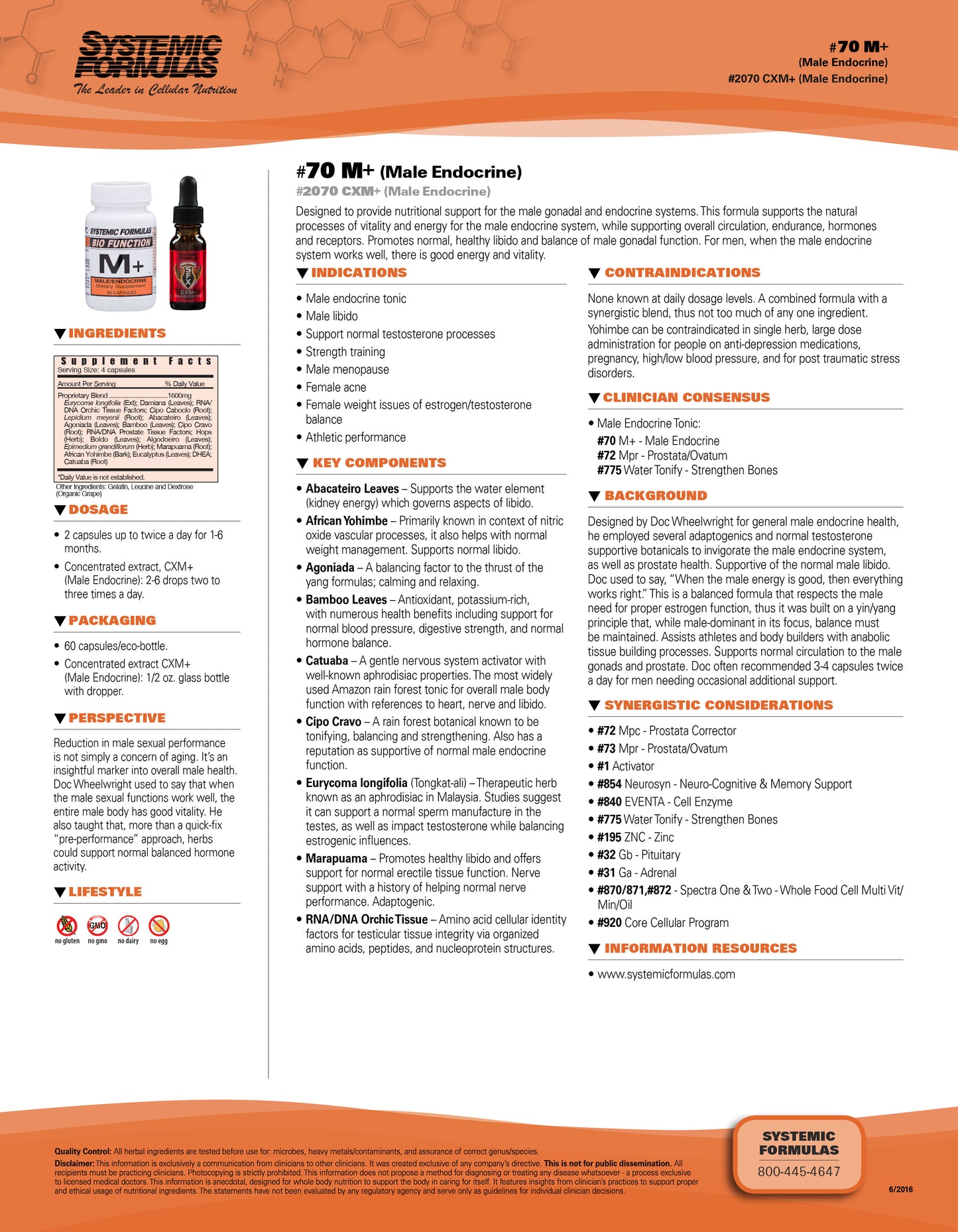 M+ Male/Endocrine Systemic Formulas