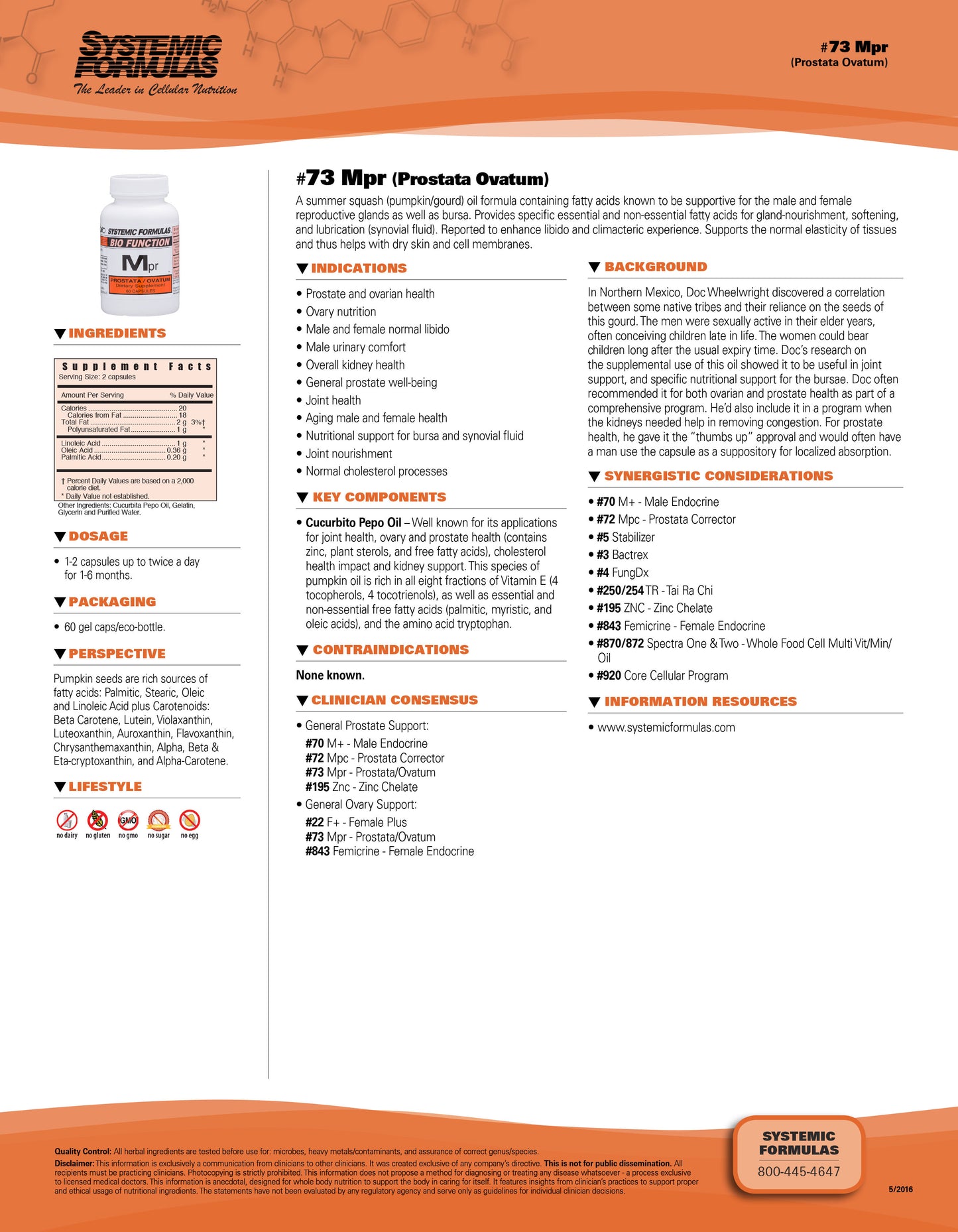 Mpr Prostata Ovatum Systemic Formulas