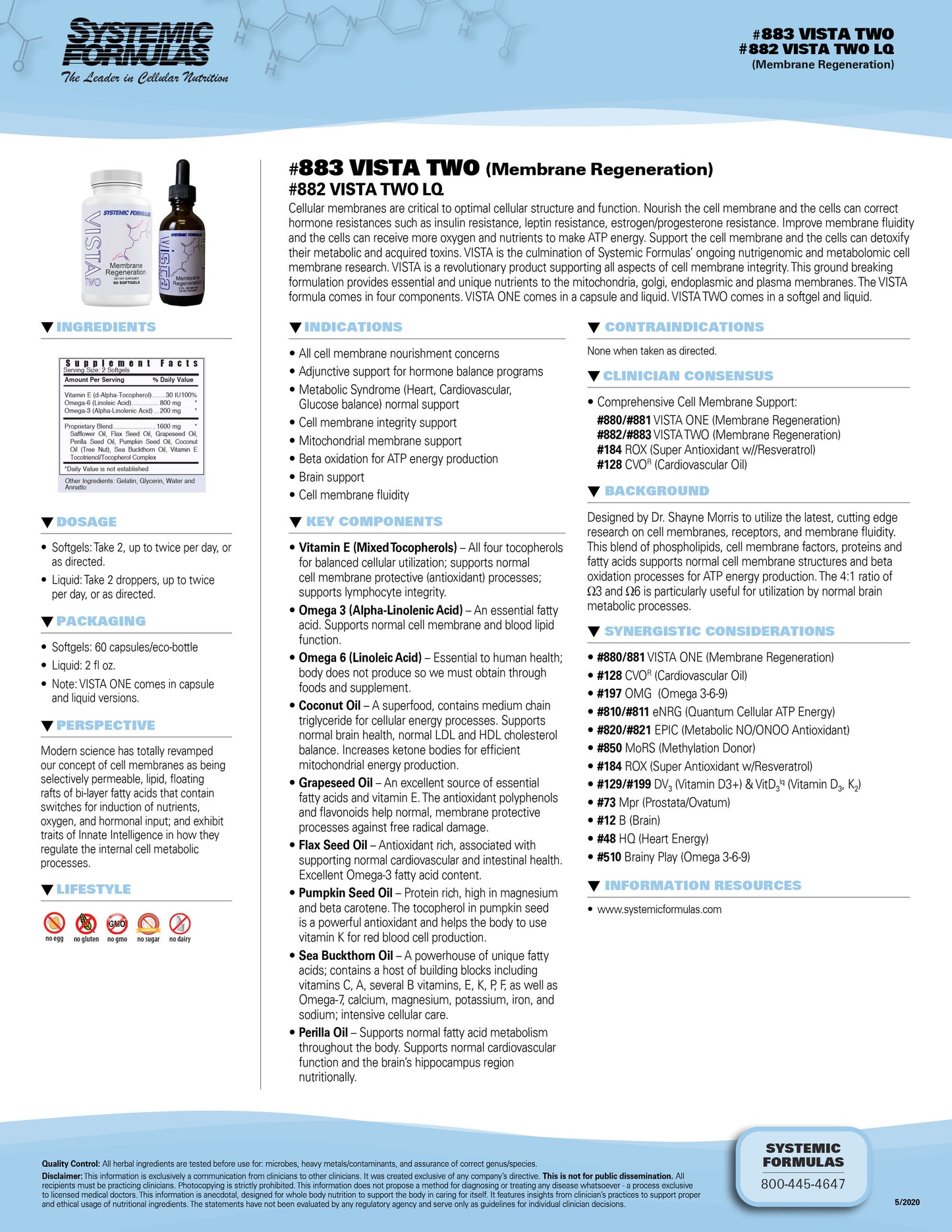 Vista Two Lq Membrane Regeneration Systemic Formulas