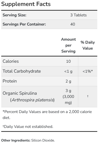 Organic Spirulina 1,000mg NOW