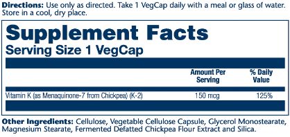 Vitamin K2 MK7 150mcg #30caps Solaray